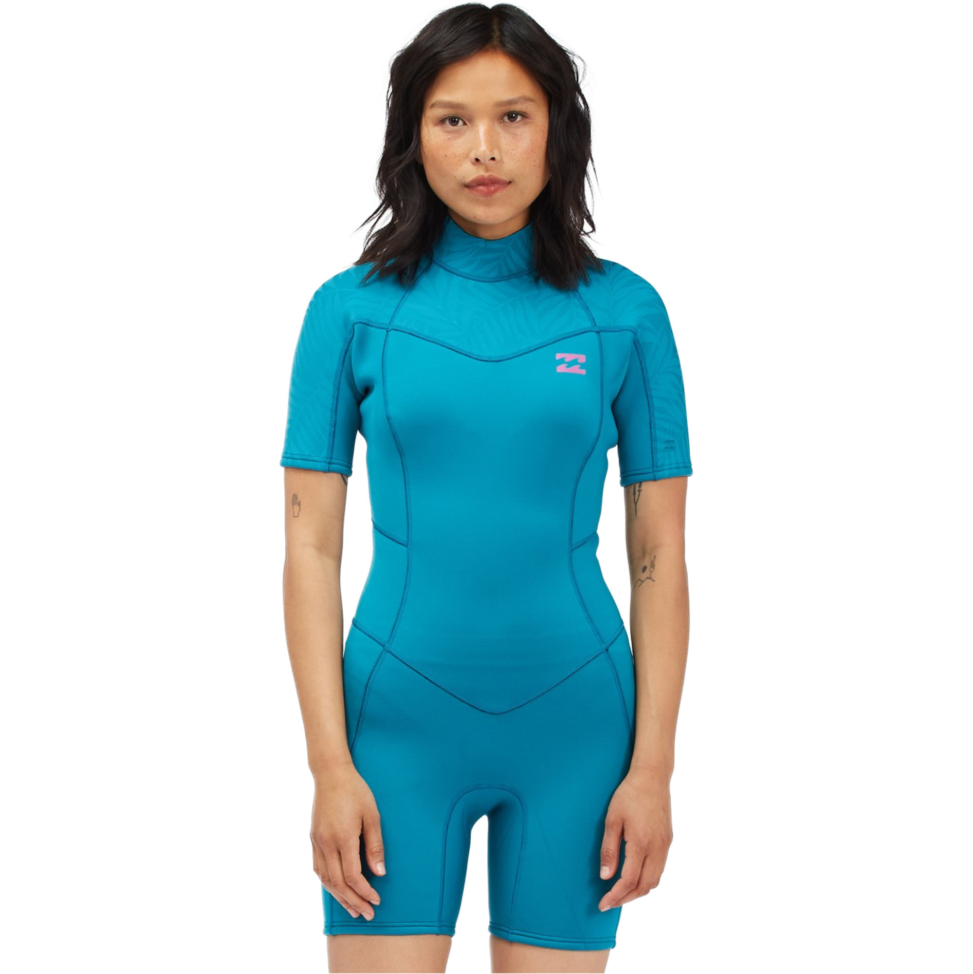 2022 Billabong Womens Synergy 2mm Back Zip Shorty Wetsuit C42G58 Blue